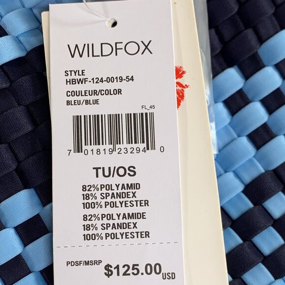 WILDFOX Large Woven Double Handle Tote Bag Blue/Navy NWT $125 - Picture 3 of 7